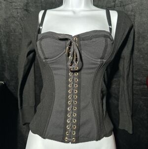 dolce and Gabbaana Black Lace-Up corset top